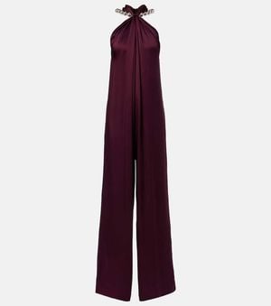 Stella McCartney Embellished Halterneck Satin Jumpsuit - Purple