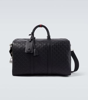 Gucci Gg Emblem Medium Leather Duffel Bag - Black
