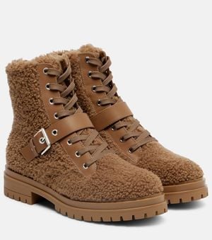 Gianvito Rossi Schnuerstiefel Aus Shearling Mit Leder - Braun