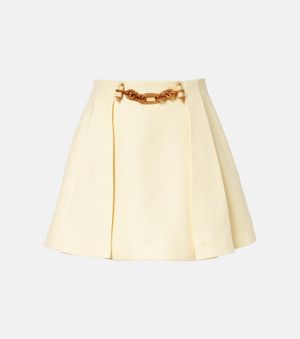 Balmain Chain-Detail Pleated Miniskirt - Natural