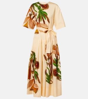 Ulla Johnson Aniline Printed Cotton Midi Dress - Metallic