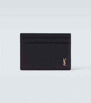Saint Laurent Cassandre Leather Card Holder - Black