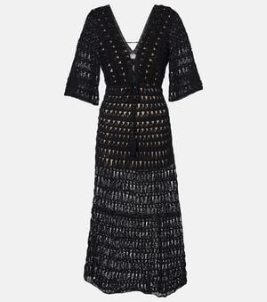 Anna Kosturova Marissa Cotton Crochet Maxi Dress - Black