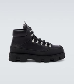 Moncler Schnuerstiefel Peak Trek Aus Leder - Schwarz