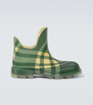 Burberry Checked Rubber Ankle Boots - Green