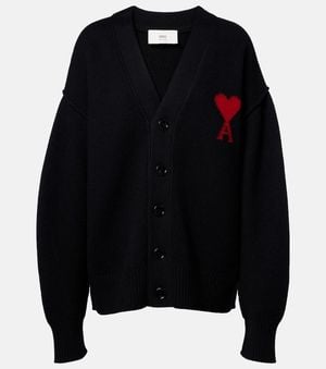 Ami Paris Cardigan Ami De Cour Aus Schurwolle - Schwarz