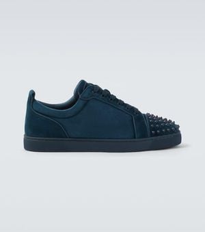 Christian Louboutin Sneakers Louis Junior Spikes Aus Veloursleder - Blau