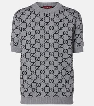 Gucci Reversible Gg Wool Jacquard Top - Grey
