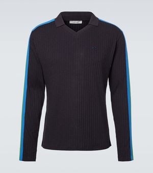 Wales Bonner Polopullover Aus Rippstrick - Blau