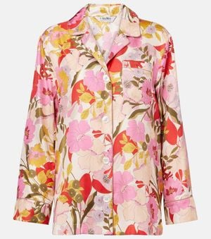 Max Mara Alan Floral Silk Satin Shirt - Pink