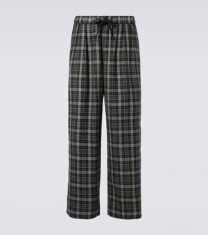 Loewe Checked Wide-Leg Pants - Grey