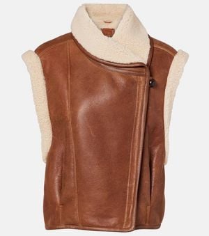Isabel Marant Weste Alime Aus Leder Mit Shearling - Braun
