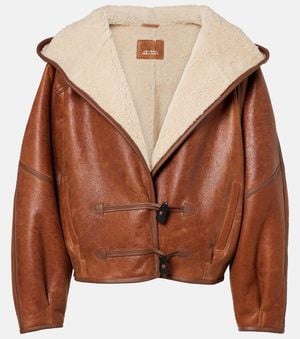 Isabel Marant Lederjacke Amiel Mit Shearling - Braun