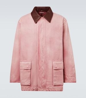 AURALEE Blouson Aus Baumwolle Mit Leder - Pink