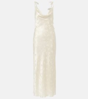 ROTATE BIRGER CHRISTENSEN Bridal Silk Satin Jacquard Midi Dress - White