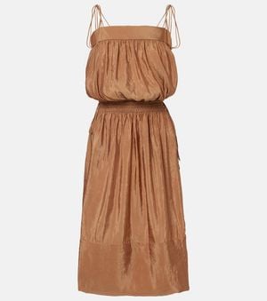 Saint Laurent Vestido Midi De Jersey - Marrón