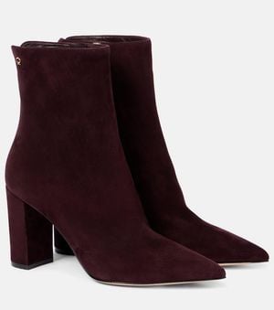 Gianvito Rossi Ankle Boots Lyell Aus Veloursleder - Lila