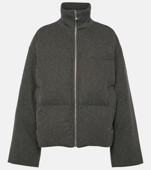 TOTEME Wool-Blend Flannel Down Jacket - Grey