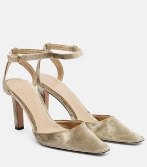 The Row Carla 80 Velvet Pumps - Metallic