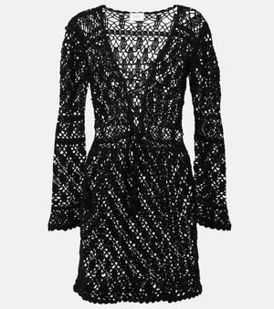 Anna Kosturova Bianca Crochet Cotton Minidress - Black