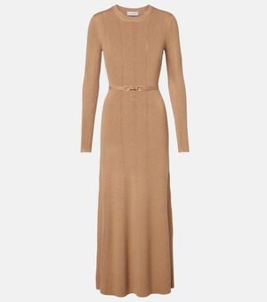 Gabriela Hearst Imagene Belted Wool Midi Dress - Natural