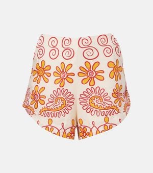 Cala De La Cruz Shorts Bahamas De Lino Estampados - Blanco