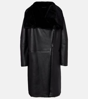 TOTEME Shearling-Lined Leather Coat - Black
