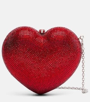 Judith Leiber L'Amour Petit Coeur Embellished Clutch - Red