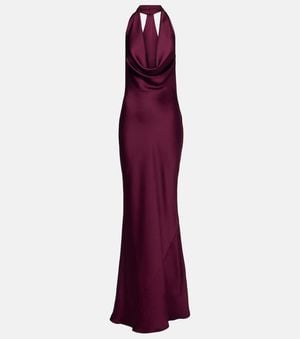 Norma Kamali Draped Satin Gown - Purple