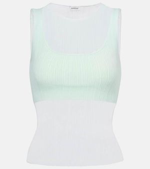 Jonathan Simkhai Oakley Plisse Semi-Sheer Tank Top - Green