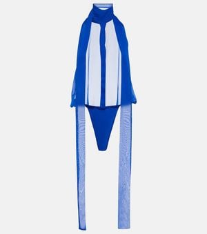 LAQUAN SMITH Body Aus Seide - Blau