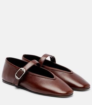 Le Monde Beryl Stella Leather Mary Jane Flats - Brown