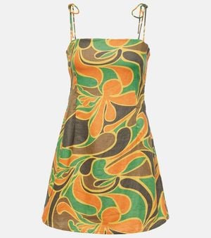 Faithfull the Brand Ysla Printed Linen Minidress - Green