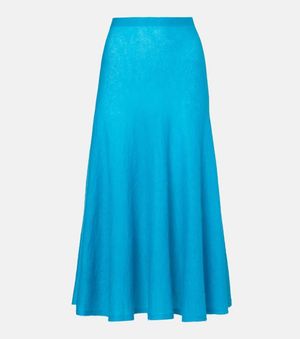 Alaïa Pleated Mohair-Blend Midi Skirt - Blue