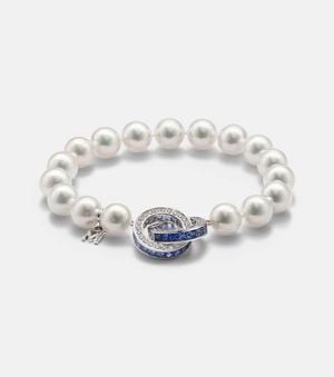 Mikimoto 18Kt Bracelet With Sapphires And Pearls - Metallic