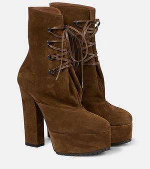 Alaïa Trekk Suede Ankle Boots - Brown