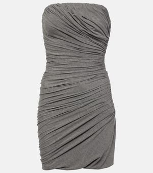 The Attico Draped Strapless Jersey Minidress - Gray