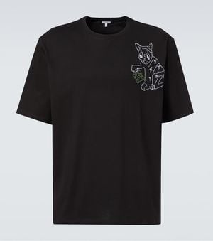Loewe X Louis Wain Embroidered Cotton Jersey T-Shirt - Black