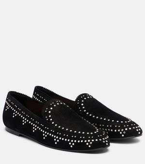 Aquazzura Verzierte Slip-Ons Skye Aus Veloursleder - Schwarz