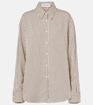 Frankie Shop Peri Striped Satin Shirt - White