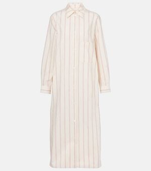 TOTEME Striped Cotton And Silk Shirt Dress - Natural