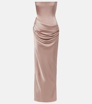 Alex Perry Draped Satin Corset Gown - Pink