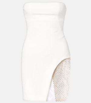The Attico Embellished Strapless Cady Minidress - White