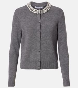 Veronica Beard Daro Embellished Wool Cardigan - Gray