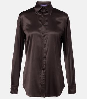 Ralph Lauren Cameron Silk-Blend Charmeuse Shirt - Black