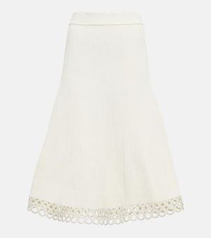Jonathan Simkhai Ribbed-Knit Midi Skirt - White