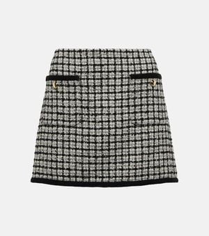 Miu Miu Checked Boucle Miniskirt - Black