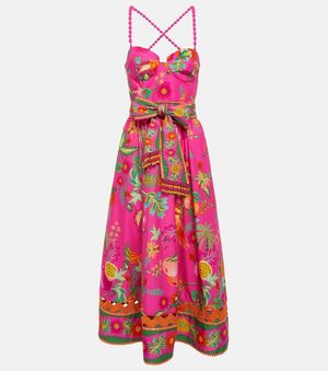 FARM Rio Delicate Fruit Garden Cotton Midi Dress - Pink