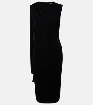 Tom Ford Cutout Shoulder-Drape Viscose Crepe Jersey Cocktail Dress - Black