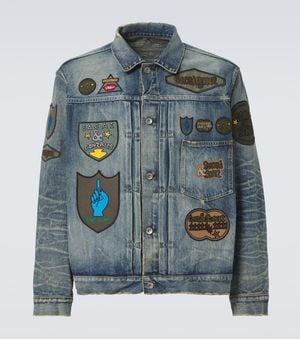 Sacai X Mark Gonzales Denim Jacket - Blue